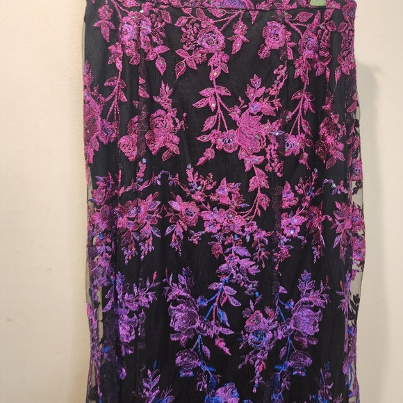ELLIE WILD Mon Cheri Black and Purple High-Low Trumpet Maxi Skirt  Size 8 - Picture 7 of 11